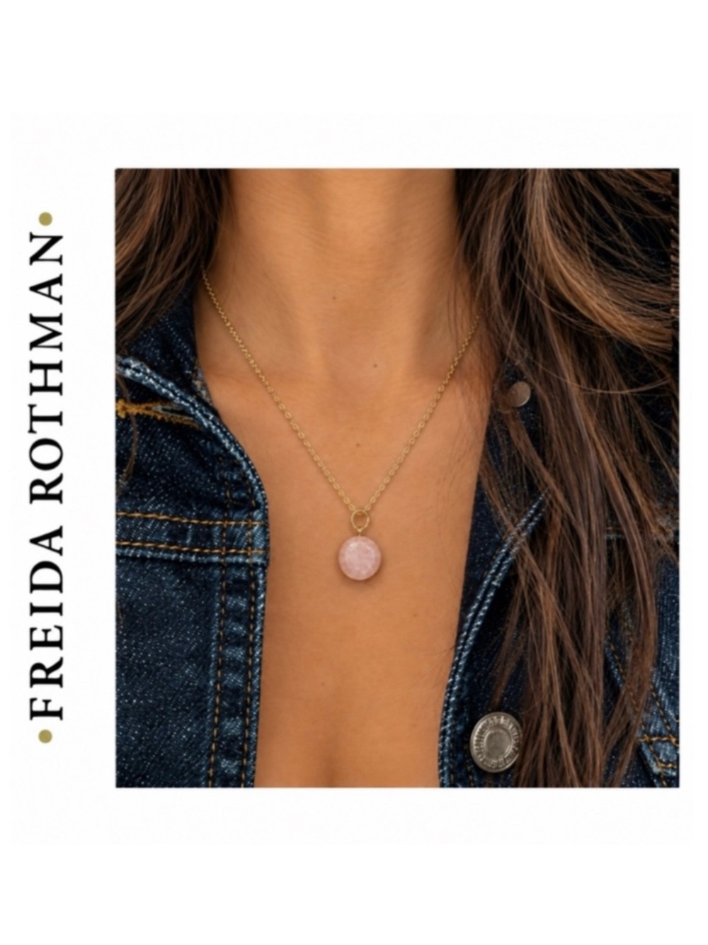 Freida Rothman Vault Genuine Rose Quartz Brass Based Charm Pendant